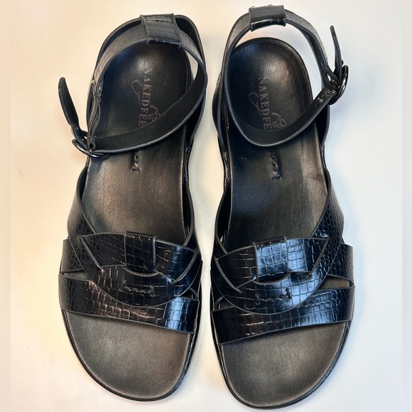 Naked Feet Limon Ankle Strap Sandal Black Leather Size 8.5 - Picture 4 of 8